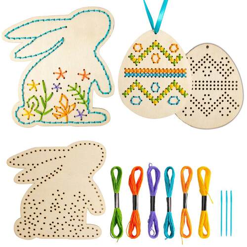 Easter Wooden Cross Stitch Kit DIY Easter Bunny Egg Wood