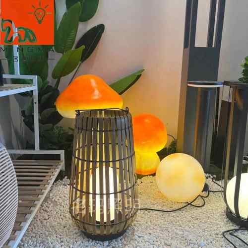 藤编手提草坪灯庭院灯民宿阳台装饰灯花园灯艺术灯太阳能草坪灯