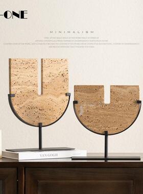 Rzone 高级感黄洞石几何异型样板间摆件创意家居软装饰品搭配设计