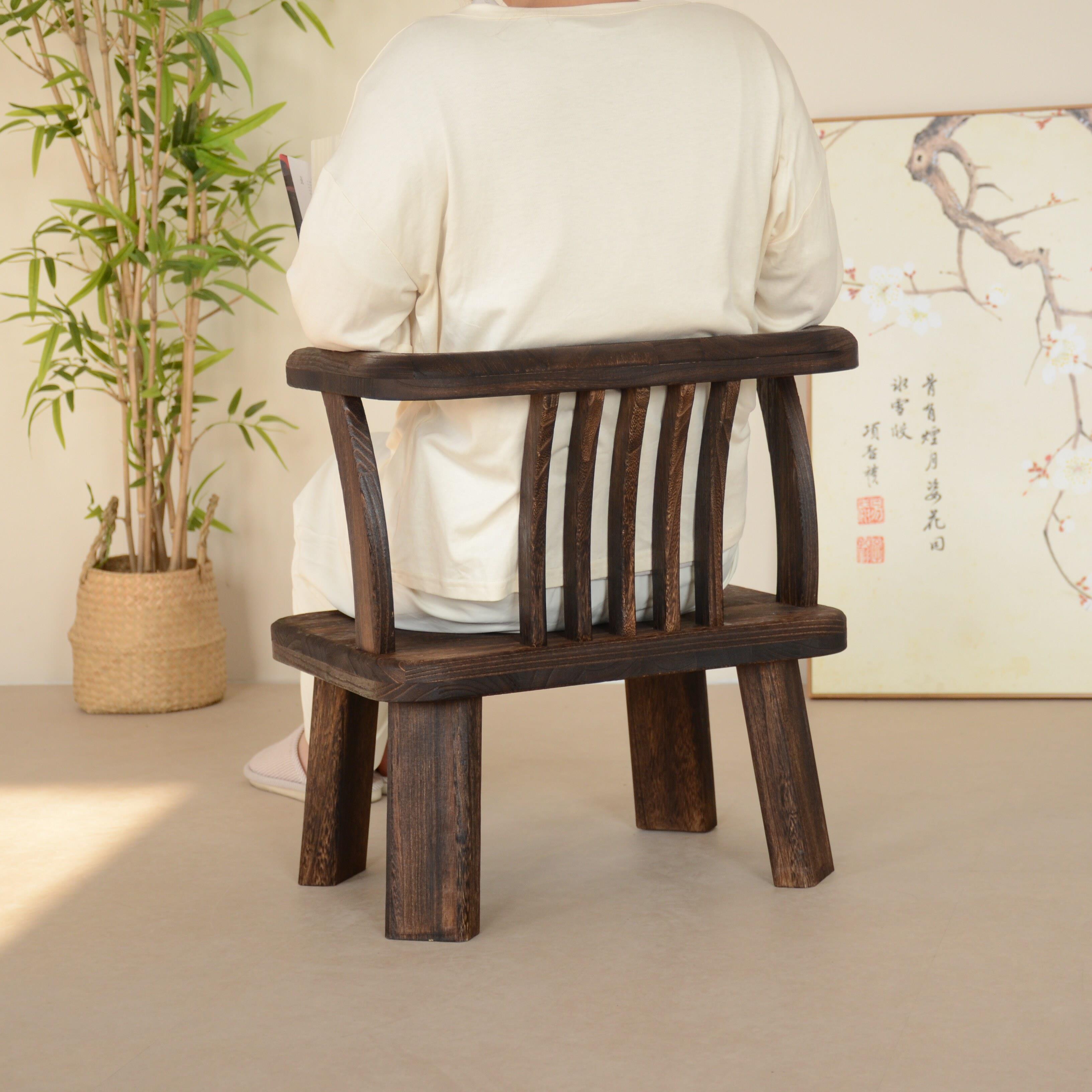 实木茶椅榻榻米和室座椅久坐舒服飘窗靠背小椅子阳台休闲矮脚圈椅