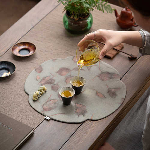 问沧中式全棉印染干泡席家用茶桌布功夫茶道配件茶台茶几隔热垫