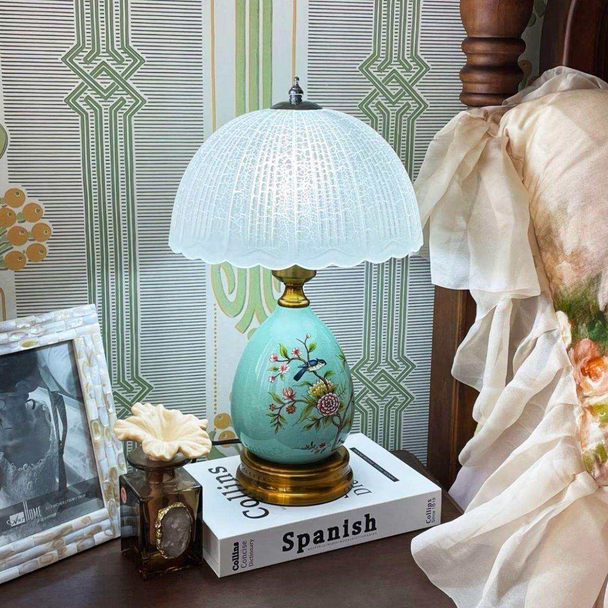 花鸟龙蛋陶瓷床头灯复古台灯中式温馨美式客厅装饰书房卧室床头柜