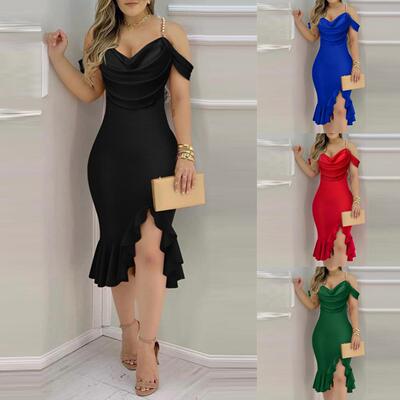 Dress Ladies Fashion V-Neck Piece Pearl Necklace Decorated