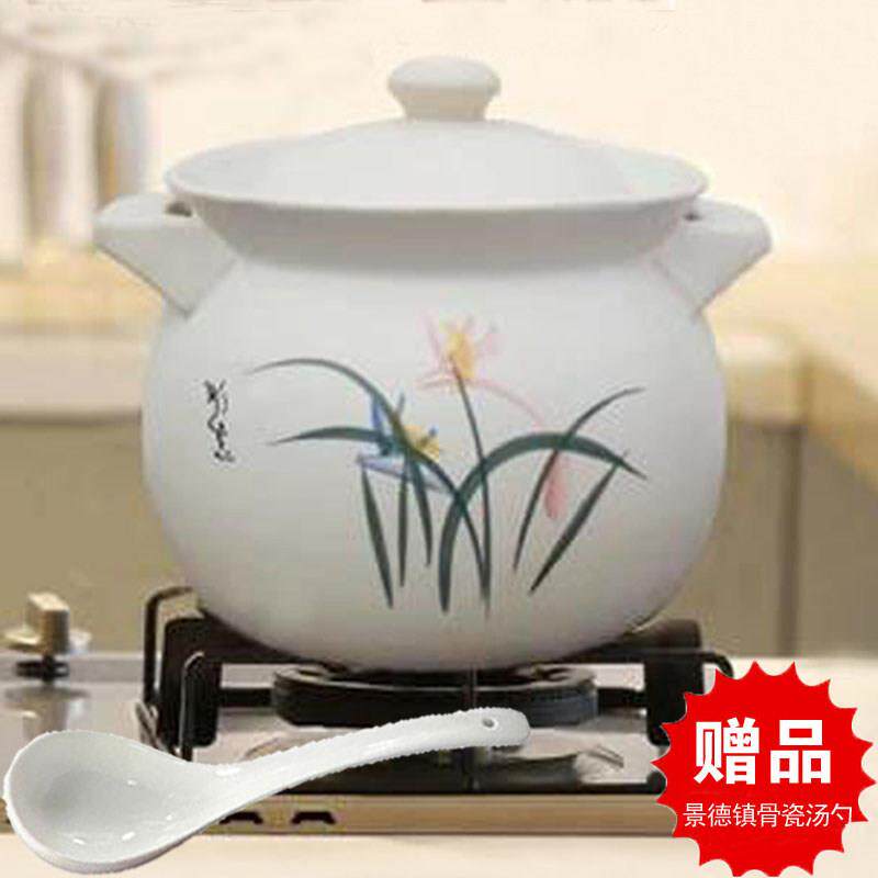 景德镇珍宝正品耐高温1.5-10升陶瓷砂锅平底黑晶炉汤煲瓦罐养生煲