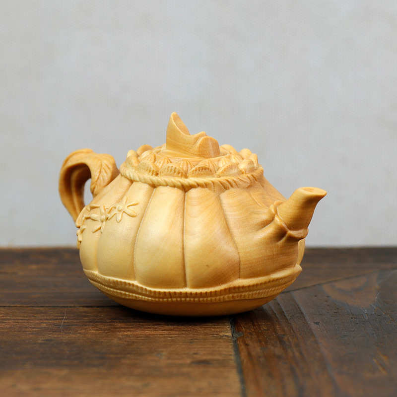 黄杨木雕菊花壶手把件文玩把玩件木质工艺品茶宠摆件家居装饰礼品
