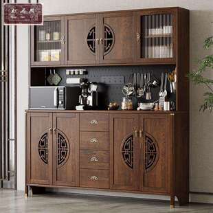 新中式实木餐边柜一体靠墙茶水柜厨房餐厅客厅酒柜实木收纳储物柜