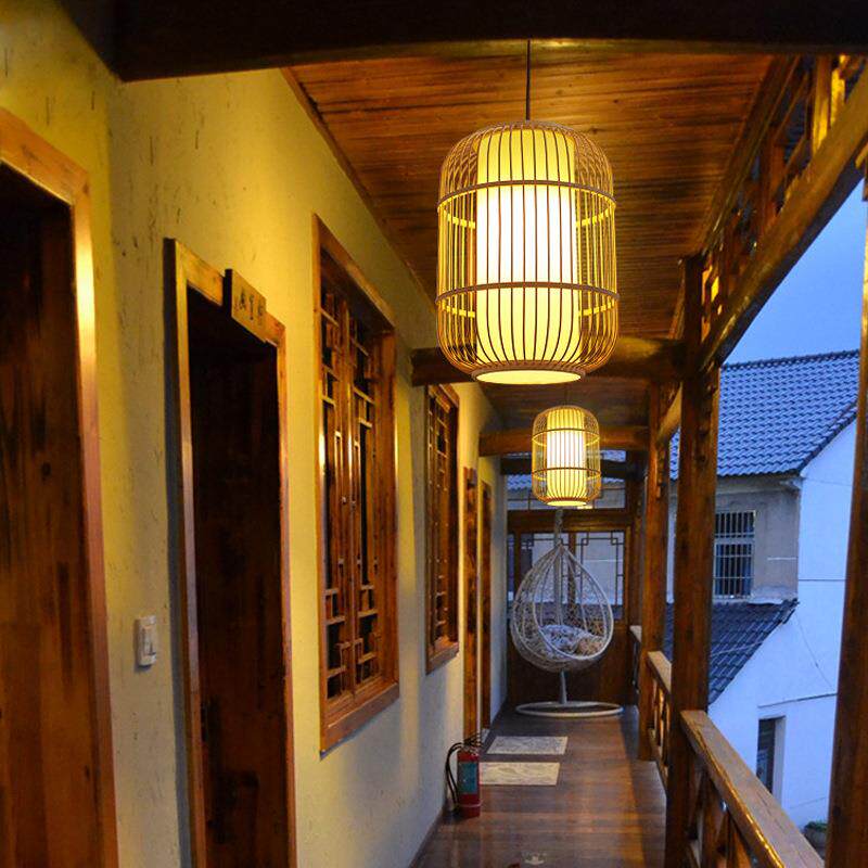 日式竹编竹艺灯笼吊灯禅意茶室过道中式火锅店民宿东南亚风格吊灯