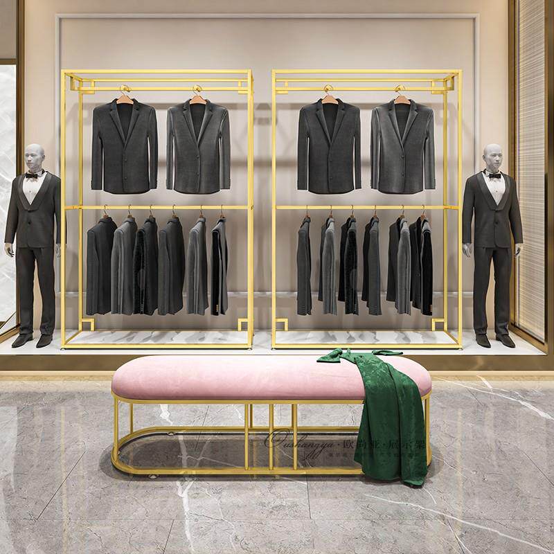 男士西服服装店双层展示架落地男装货架陈列架婚纱礼服架子挂衣架