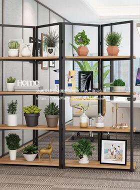屏免安装风风书办公室花架置物架铁艺VXD隔断工业置物展示架陈列