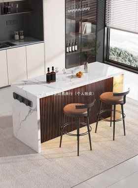 一体岛中岛家AFJ开放台大理石客厅吧台厨房式意式用隔断餐桌岩板