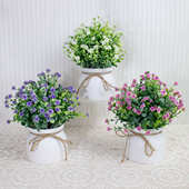 仿真尤加利北欧仿真花白盆户外家居桌面装 饰麻绳花瓶仿真植物盆栽