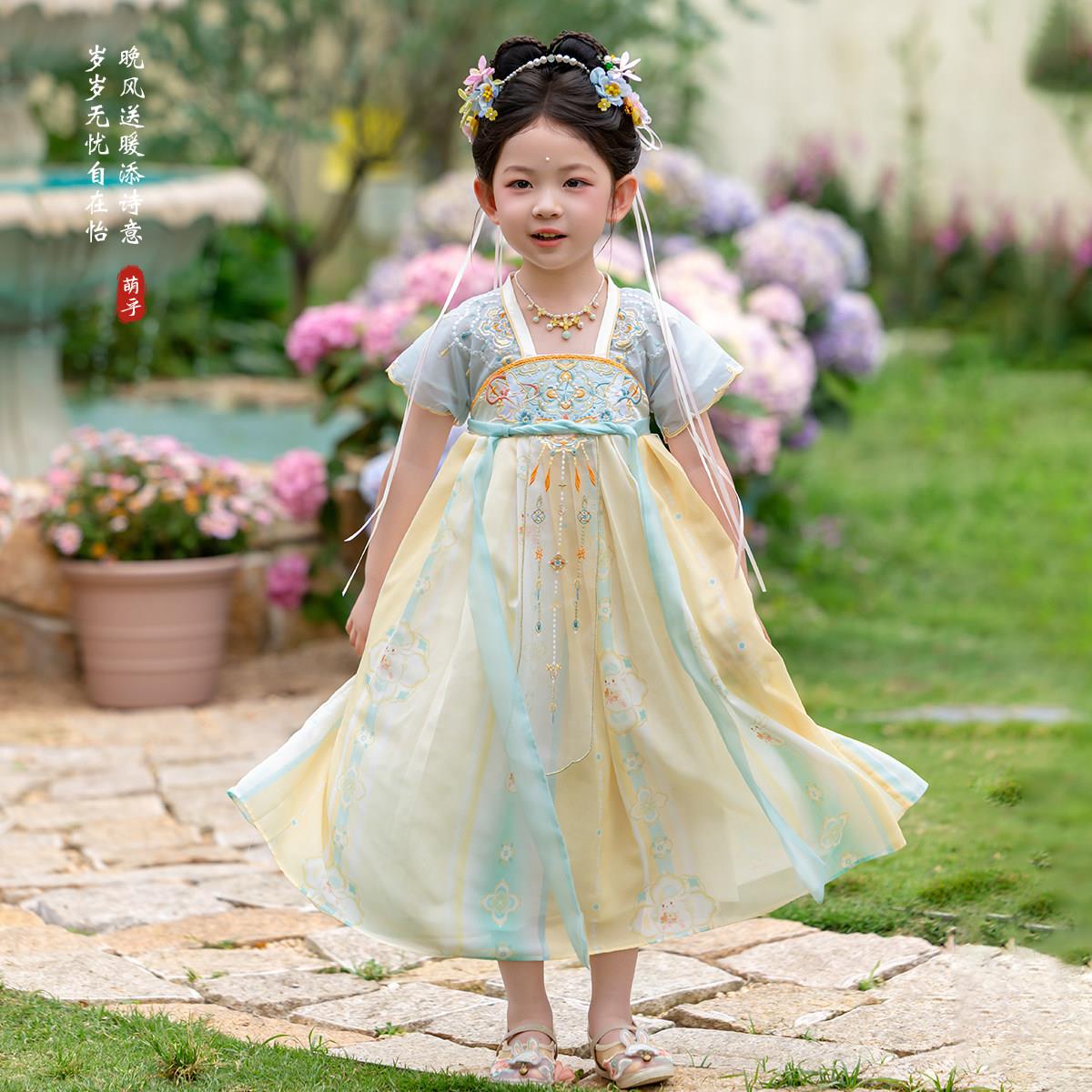 汉服女童2026夏季款儿童高端仙气公主连身裙女孩薄款古风表演襦裙