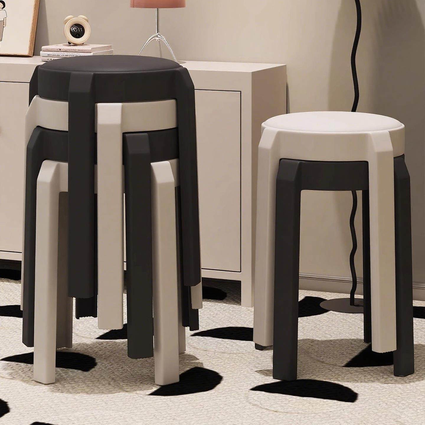 塑料凳子家用可叠放加厚高板凳软包圆板凳特厚餐厅备用餐桌高椅子,住宅家具,其它凳子,淘宝优惠券,粉丝福利购,淘宝优惠卷