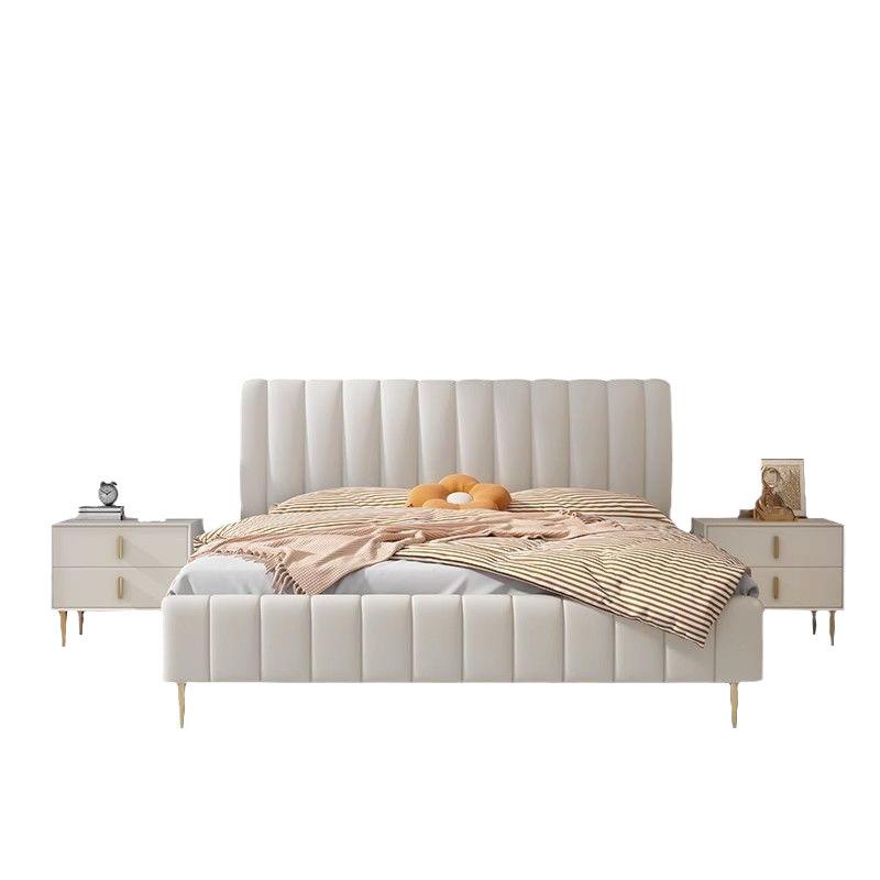 奶油风皮艺床轻奢ins风现代简约主卧1.5米双人1.8m收纳储物布艺床