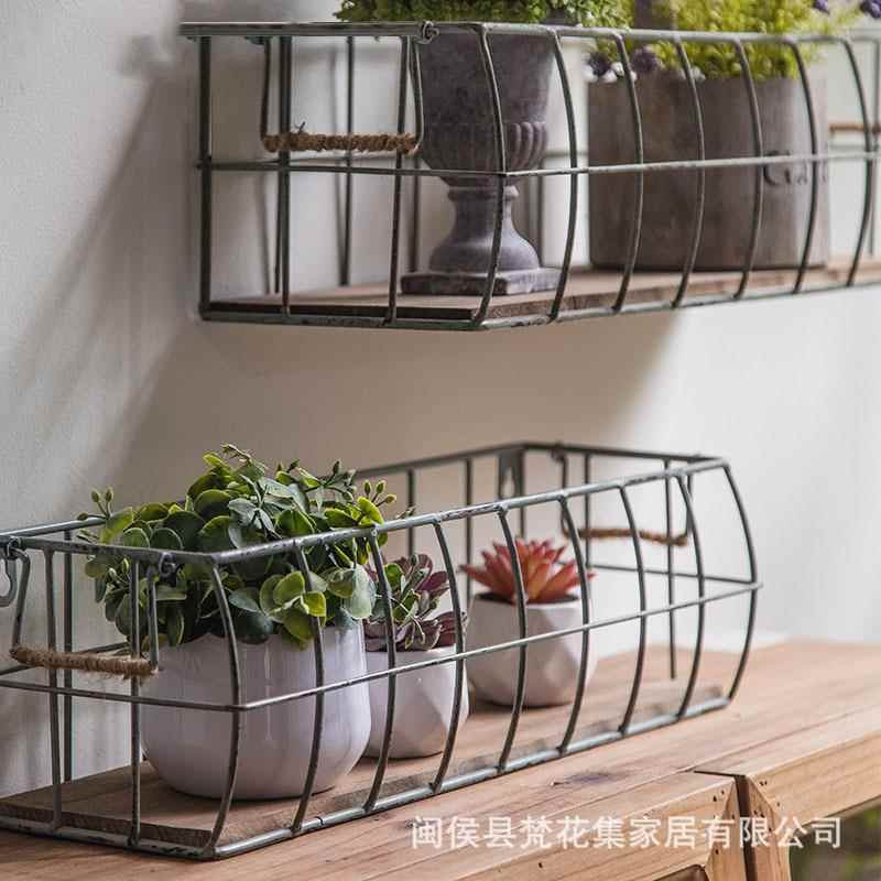 法式XEU漫内室壁挂花架户外花外园墙壁花篮美式复浪古铁艺室绿萝