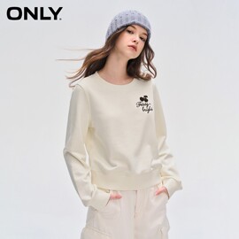 ONLY奥莱时尚百搭字母宽松短款圆领长袖卫衣女