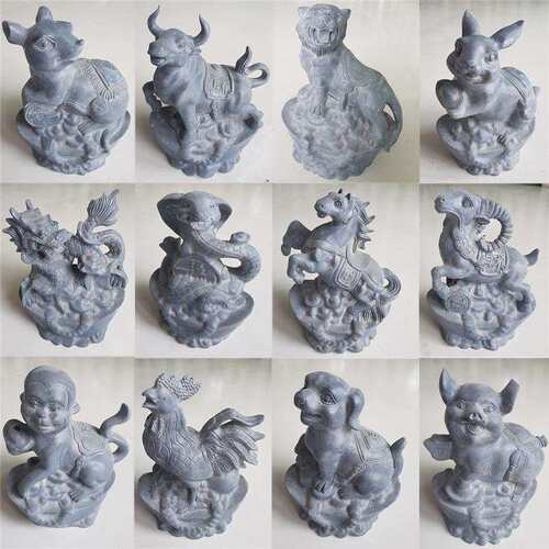 石雕12生肖青石摆件石材雕刻鼠牛虎兔龙蛇马羊猴鸡狗猪石头生肖
