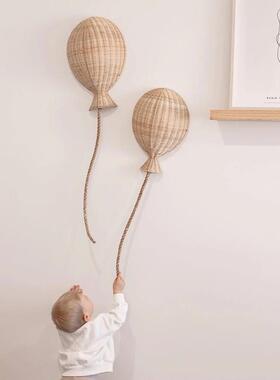 i3024n北s欧竹质藤编气球饰饰儿童房墙面挂壁装饰壁挂墙饰挂件