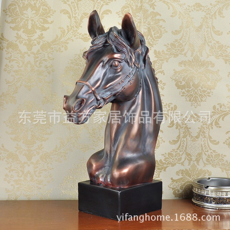 欧美家居仿古马头抽象雕塑 酒店KTV大堂摆件 树脂工艺品饰品