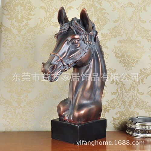 欧美家居仿古马头抽象雕塑 酒店KTV大堂摆件 树脂工艺品饰品