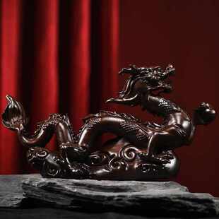 木雕摆件龙年生肖实木头雕刻创意办公司装饰新居搬迁开业贺礼礼品