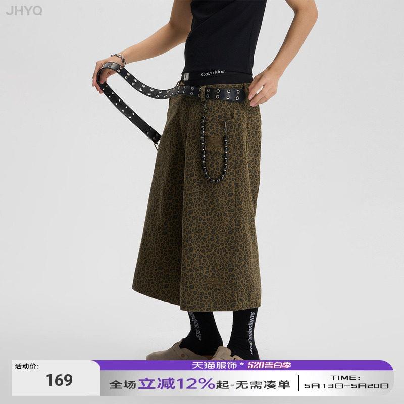 JHYQ夏季美式豹纹七分工装短裤男潮牌宽松阔腿显瘦休闲休闲中裤图片