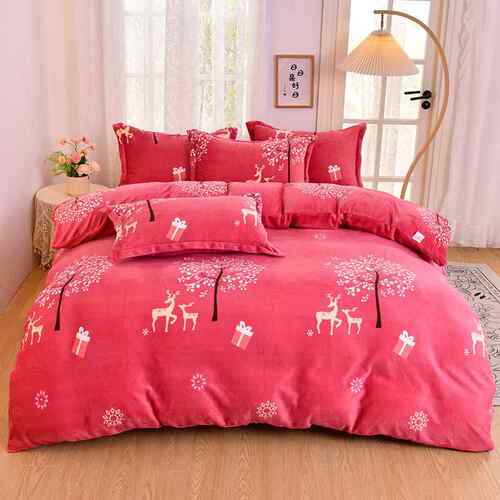 正品牛奶绒四件套冬绒季珊瑚双面加床上三件绒法兰绒套床单被套被