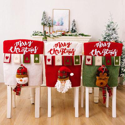 Christmas cartoon stereoscopic old man chair cover snowman e