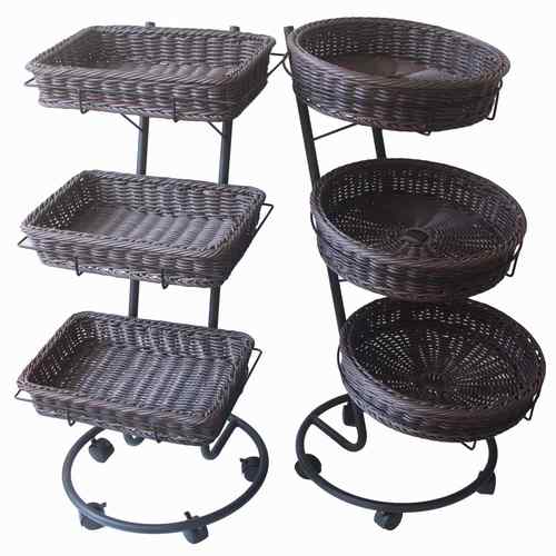 三层水果藤水果展示陈列道展DTY4590具篮超市示篮编织筐水果车篮