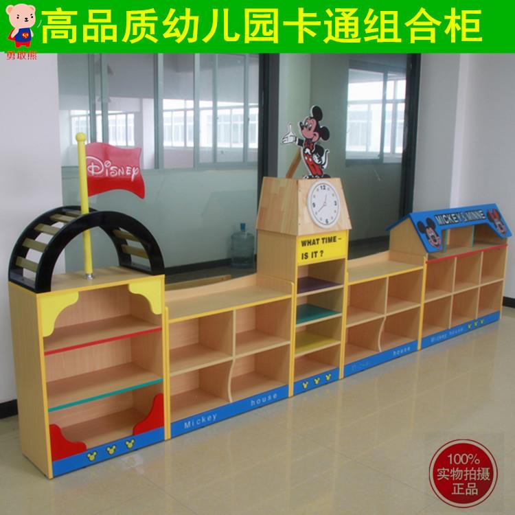 幼儿园卡通玩具柜实木组合分区储物柜区域书架儿童区角柜收纳柜子