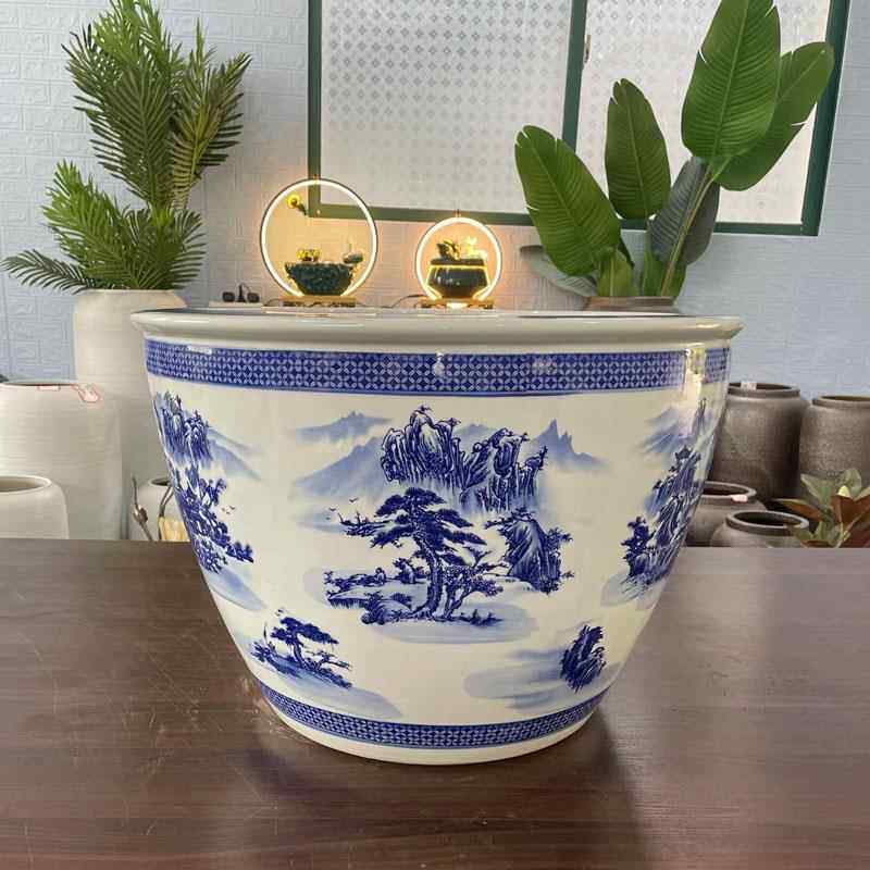 高档阳景德镇陶瓷大摆缸客厅台鲤养睡莲荷花缸乌龟缸锦缸庭院装饰