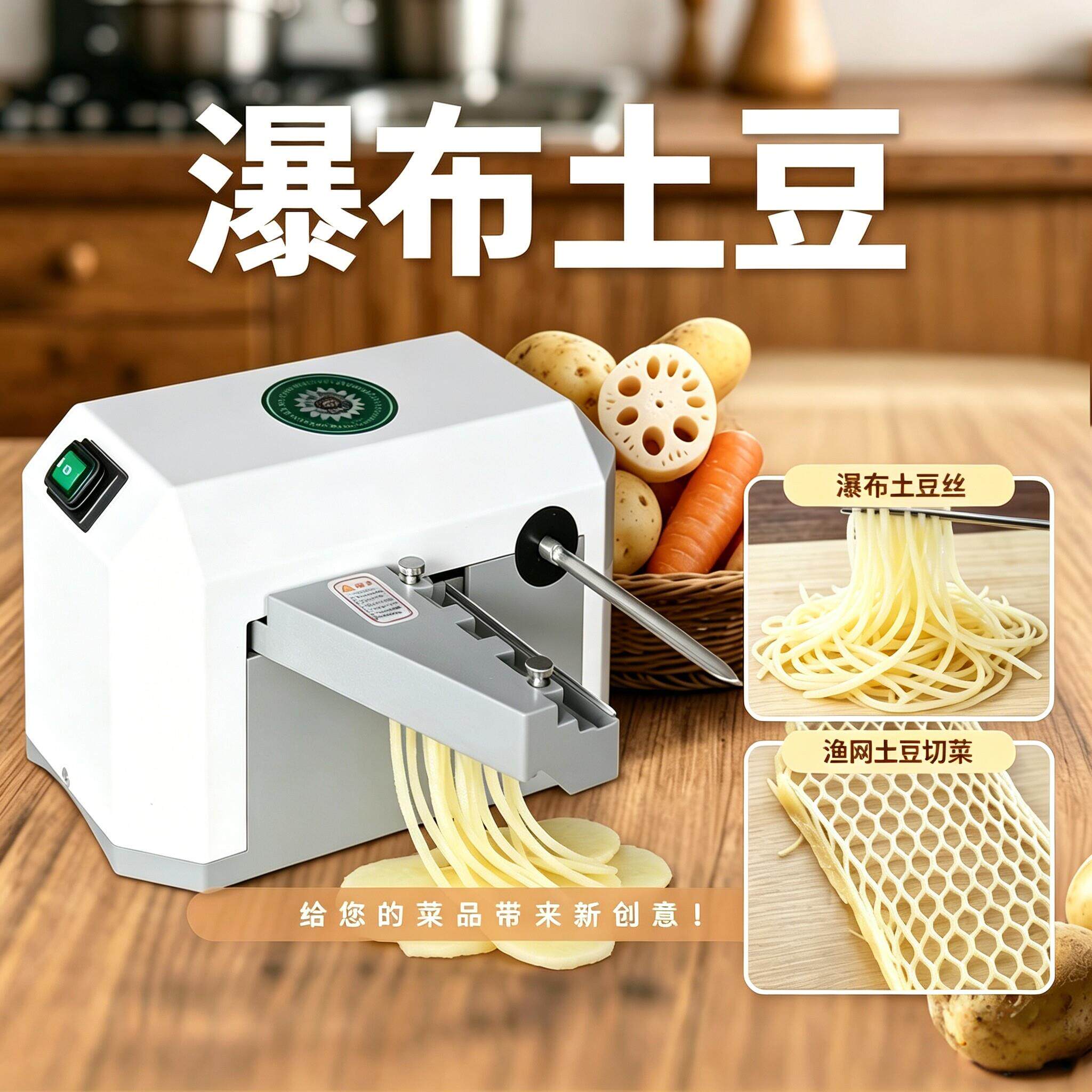 瀑布土豆片 刨丝机商用电动刨丝器千丝土豆切丝机窗花藕片切菜机