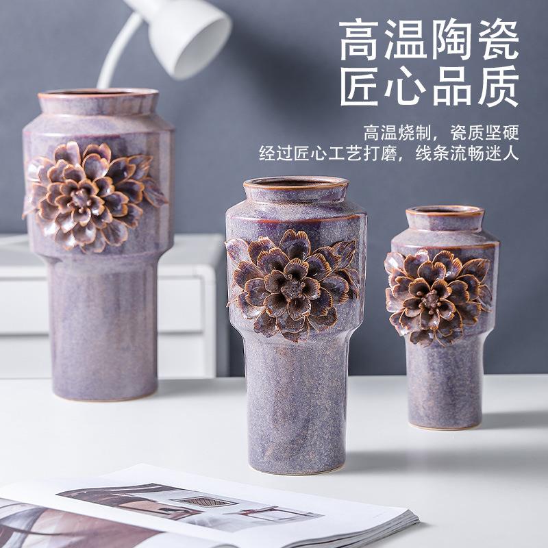 爆款陶瓷花瓶花盆重工艺贴花安装花釉欧美风格软装家居摆饰工艺品