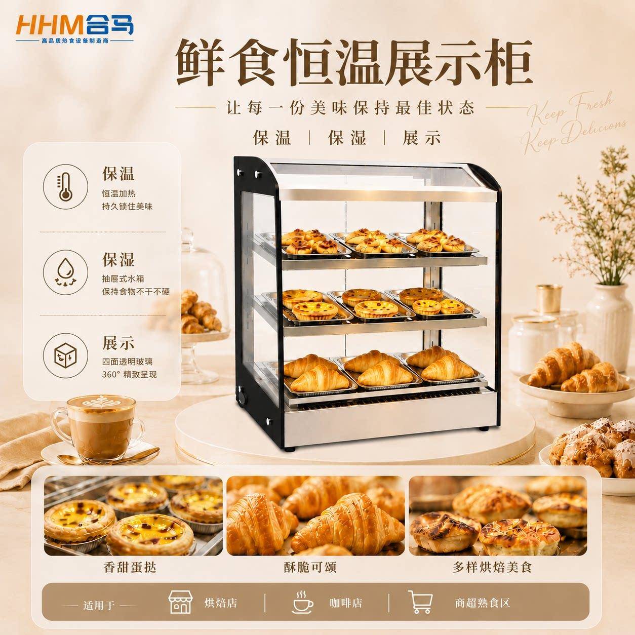 合马MBW33热食保温柜9盘商用耐高温电热加热加湿便利熟食展示柜