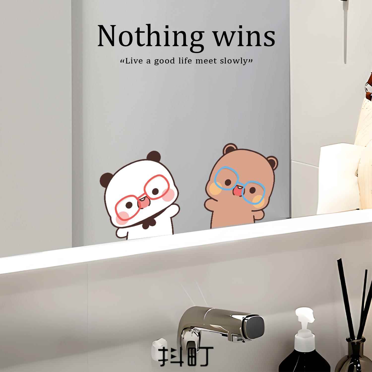 卧室镜子装饰贴纸一二布布卫生间防水镜面贴画浴室布置玻璃门贴纸