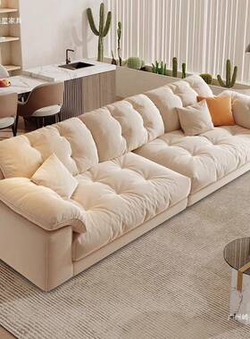 奶2217油风布艺沙技发厅客用小户型简约现代轻奢科布直排家云朵沙