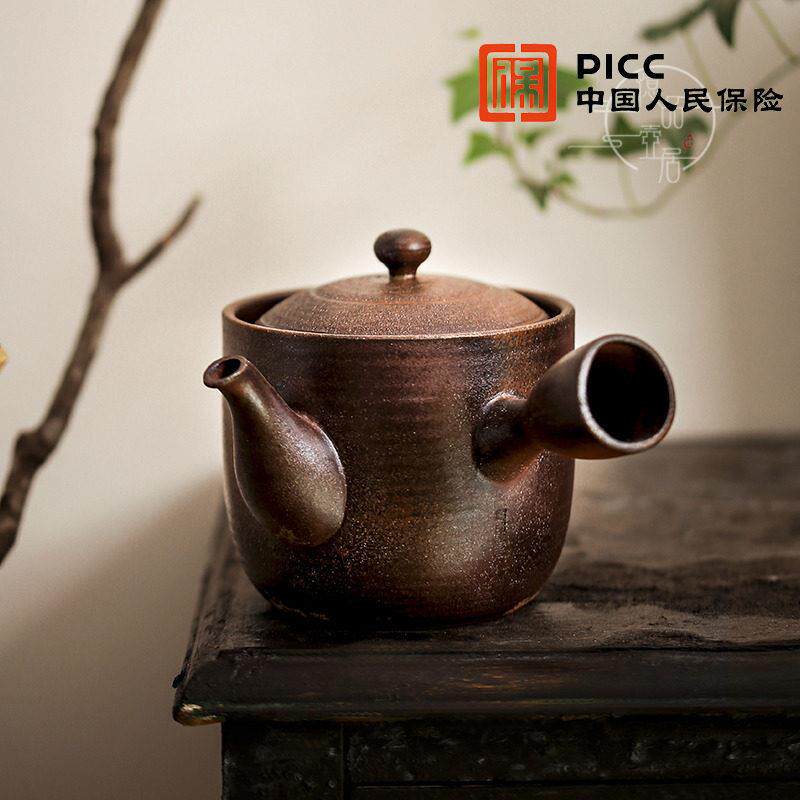 围炉煮茶家用煮茶烧水纯手拉老岩泥侧把大容量柴烧陶壶容天泡茶壶