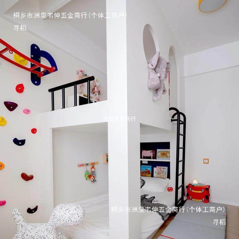 树屋落地梯黑色儿童房阁楼上下床梯子家用楼梯简约高架床爬梯