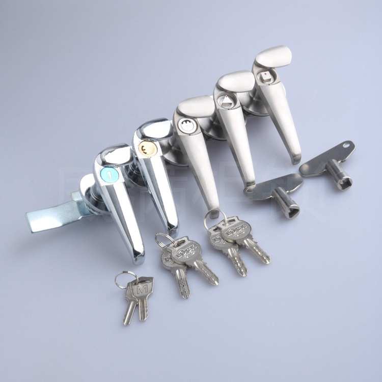 微坚MS308-3B铜 不锈钢材质 工业用标准机箱机柜门把手锁 防水型