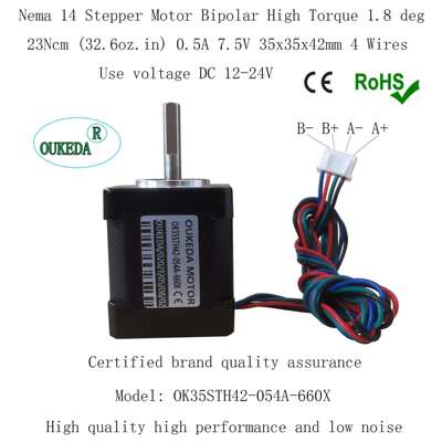 Nema 14 Stepper Motor Bipolar High Torque 1.8 deg 23Ncm 0.5A