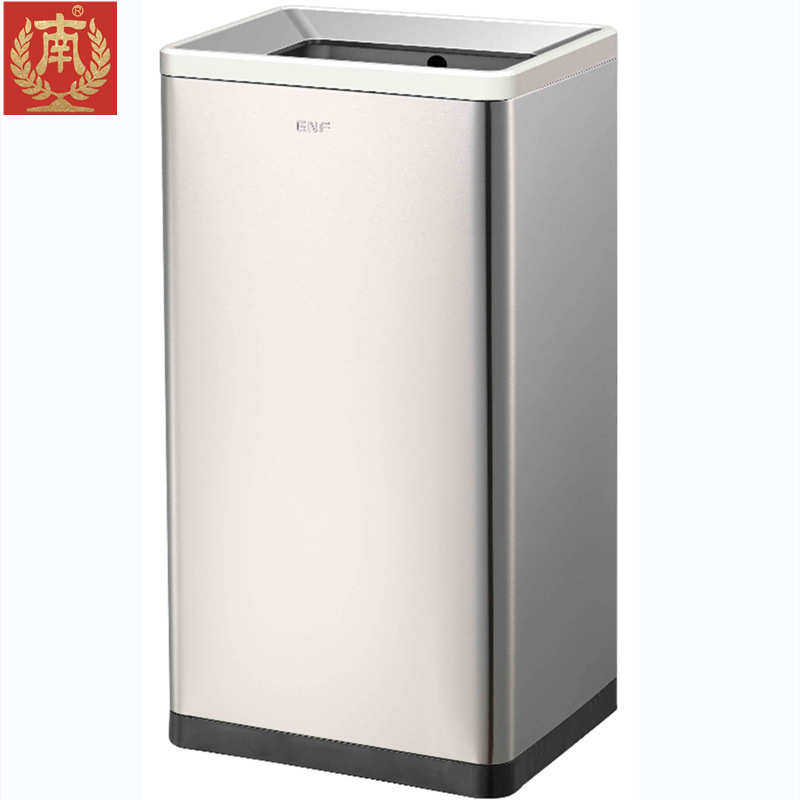 南方不锈钢开盖垃圾桶50升大容量静音桶户外走廊商场餐馆带盖脚踏