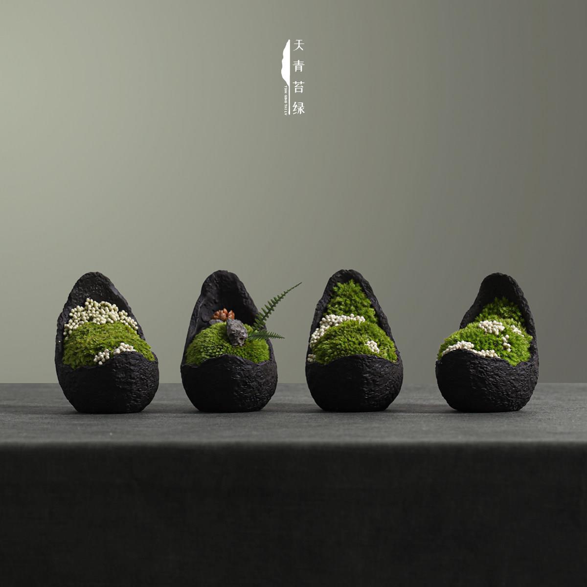 天青苔绿 新中式永生苔藓微景观 样板间家居儿童房桌面迷你小摆件