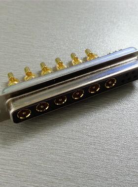 混合大电流D-SUB(13W6)焊线式同轴射频母头连接器 50欧姆阻抗