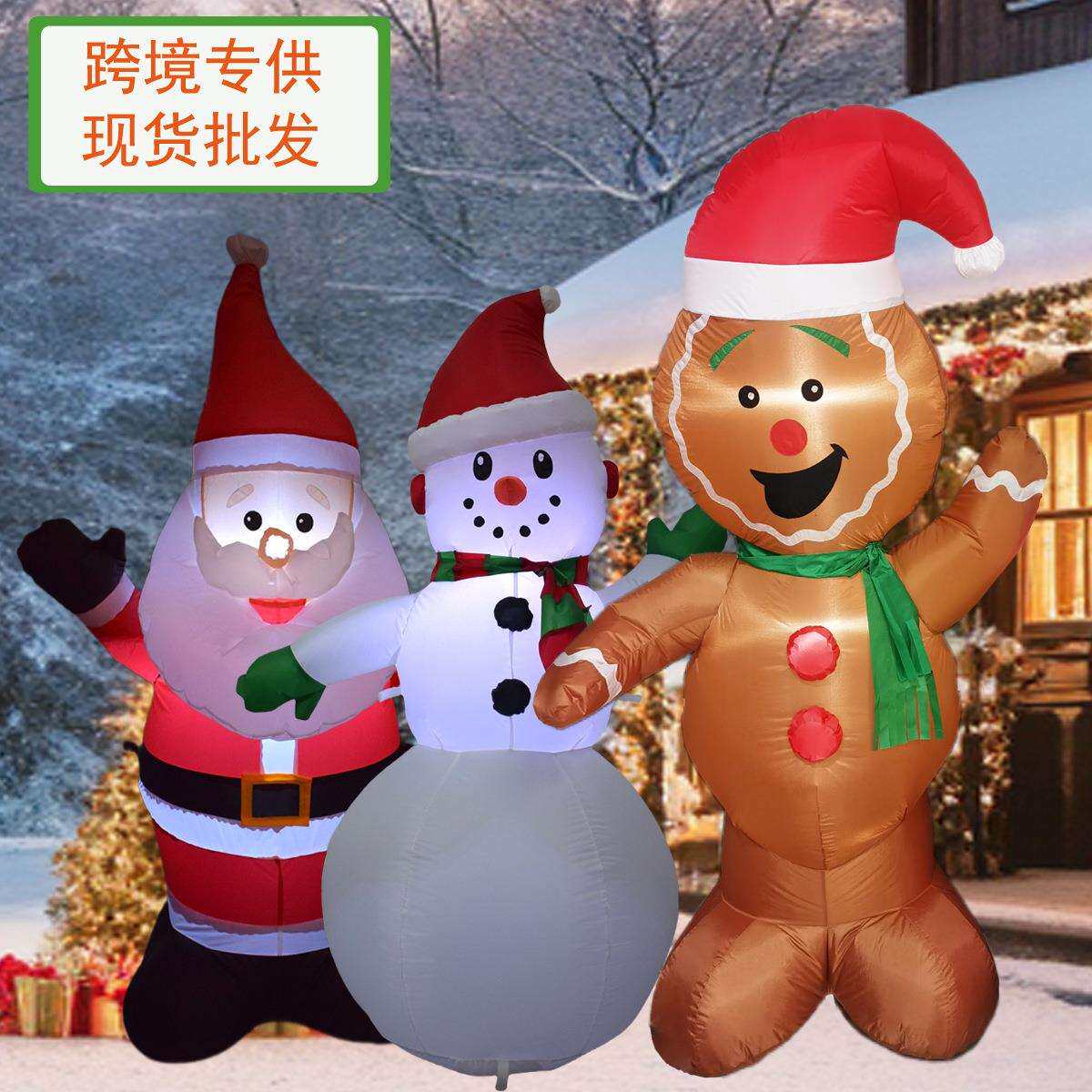 现货充气圣诞气模商场圣诞节雪人圣诞老人圣诞姜饼人圣诞卡通气模