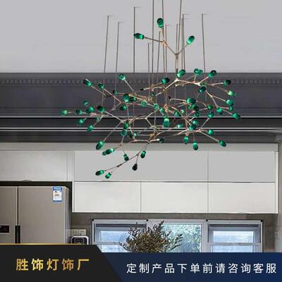 店工程非标异形吊灯玻璃水晶树杈gLED酒分子吊灯楼13盘灯CeilminL