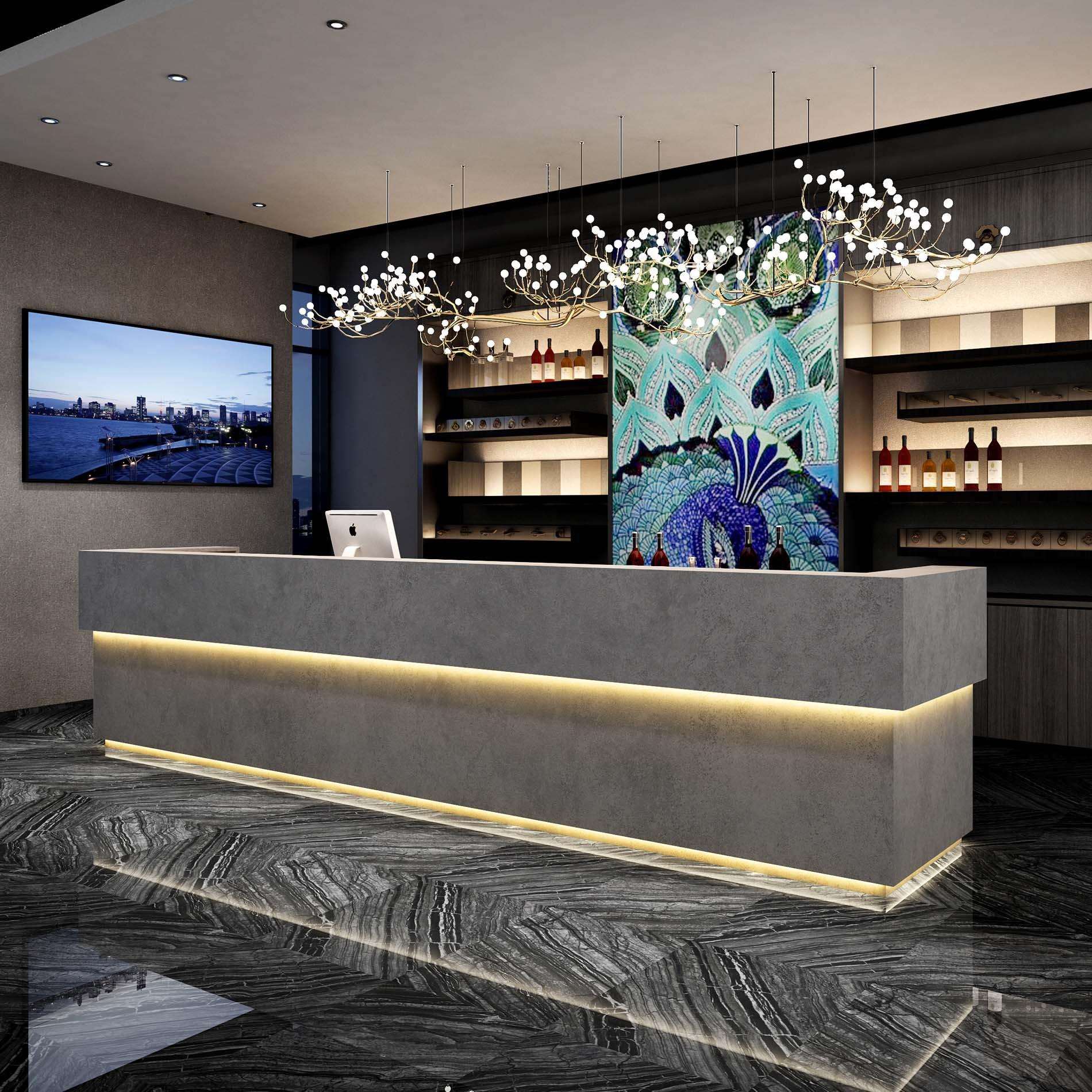 复古工业风酒吧吧台餐饮酒店火锅店收银台健身房前台接待台