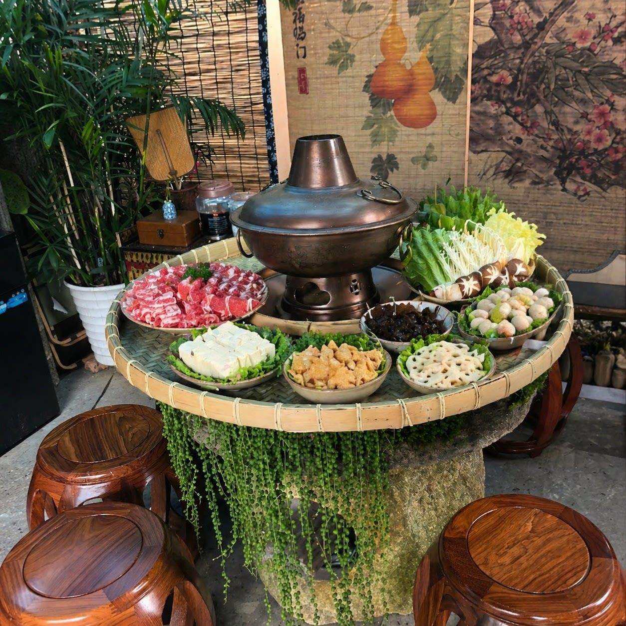 打锅农打边炉专用竹色簸箕超大火托A04盘圆形转盘特家簸箕宴商用