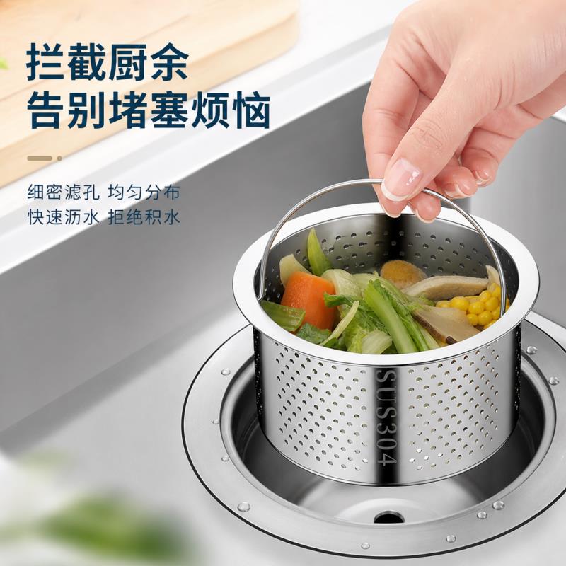 水槽过滤网不锈钢厨房家用洗碗池洗菜下水管排水口防堵手提式滤网