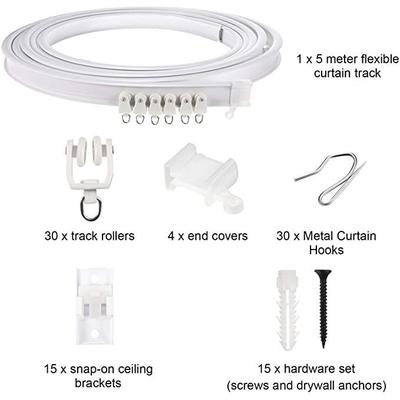 弯轨，1/2/3/4/5米窗帘PVC轨道静音滑轨可弯曲U型塑钢弧形导轨