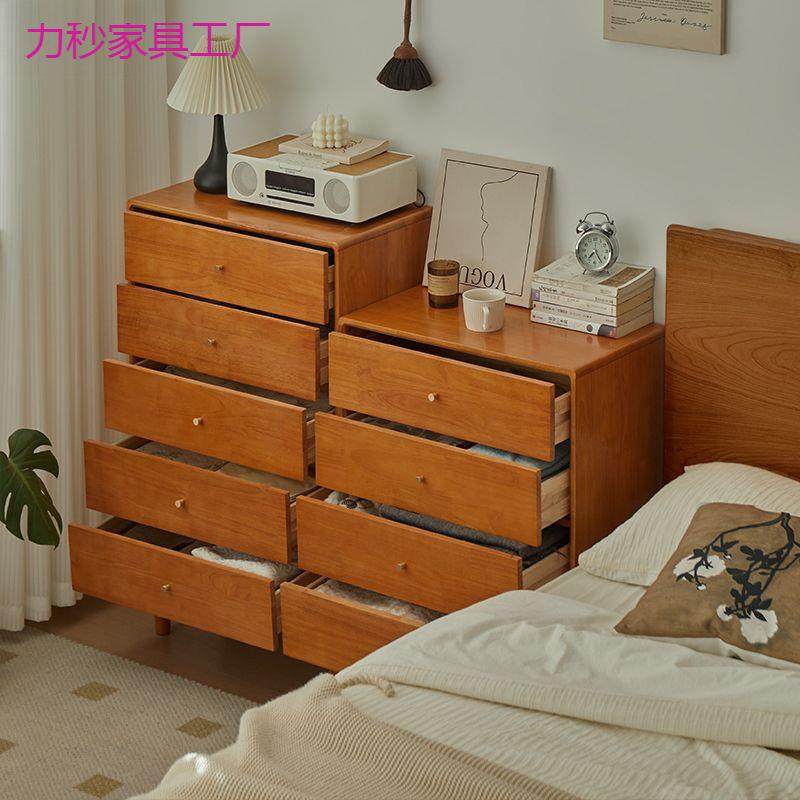 实木斗柜樱桃客厅柜家色用收柜抽屉GPK柜简约现纳代边五斗柜
